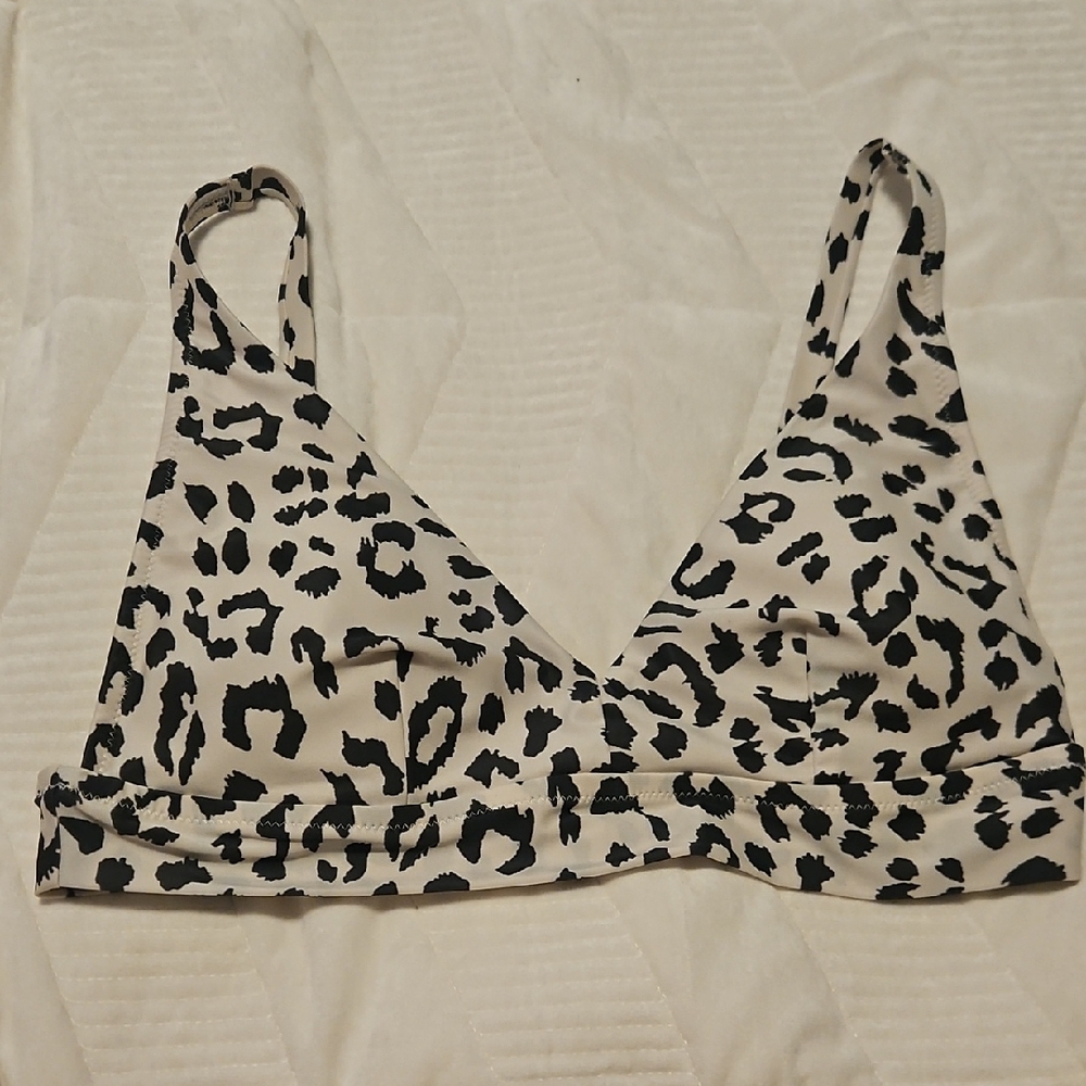 Aerie Black and Cream Animal Print Bralette